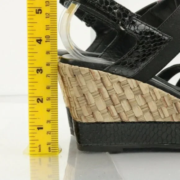Aquatalia Womens Neve Sandal Size 9 Black Leather Snakeskin Wedge Heel Platform - Picture 6 of 11
